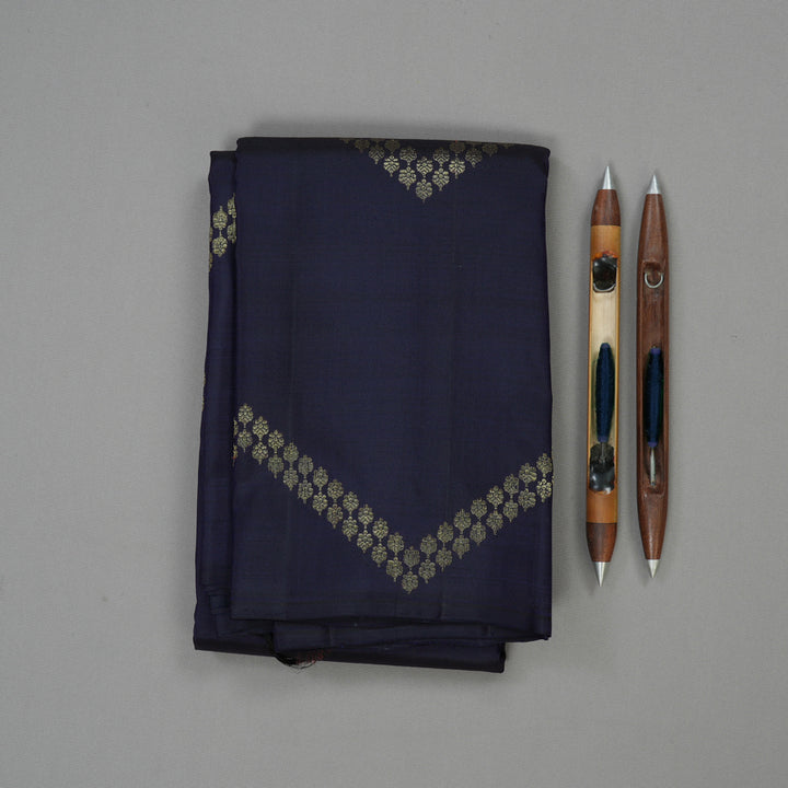 Hayagrivas Handloom Navy Blue Kanjivaram Silk Saree KBE1382J8-1
