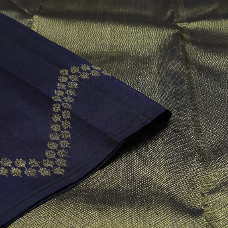 Hayagrivas Handloom Navy Blue Kanjivaram Silk Saree KBE1382J8-1