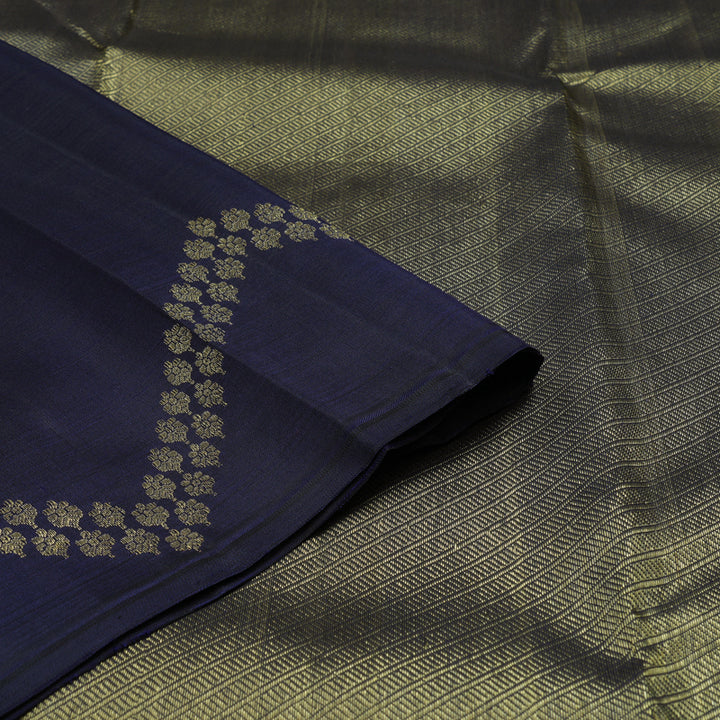 Hayagrivas Handloom Navy Blue Kanjivaram Silk Saree KBE1382J8-1