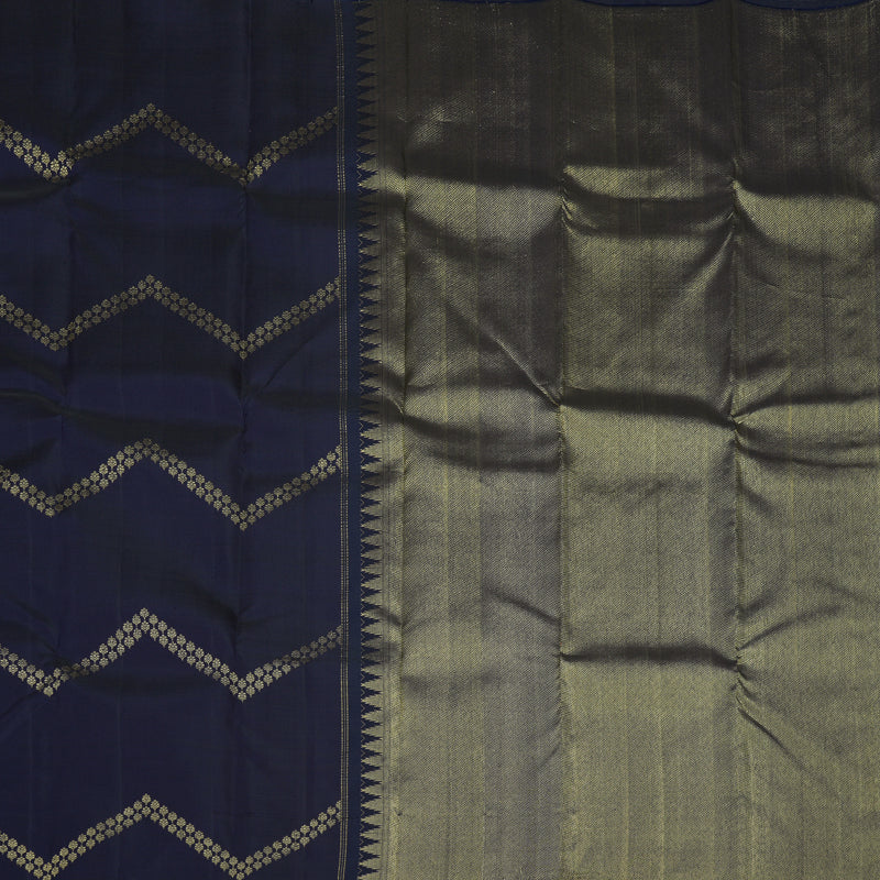 Hayagrivas Handloom Navy Blue Kanjivaram Silk Saree KBE1382J8-1
