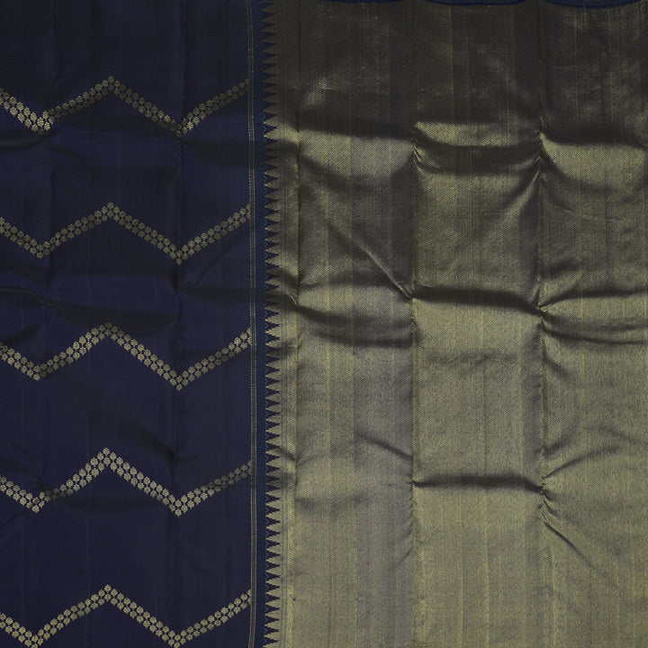 Hayagrivas Handloom Navy Blue Kanjivaram Silk Saree KBE1382J8-1