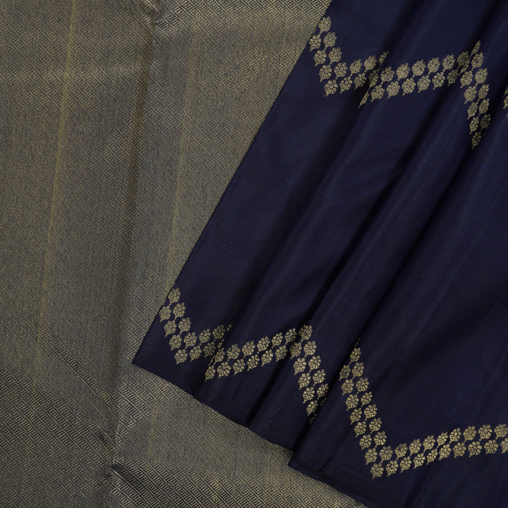 Hayagrivas Handloom Navy Blue Kanjivaram Silk Saree KBE1382J8-1