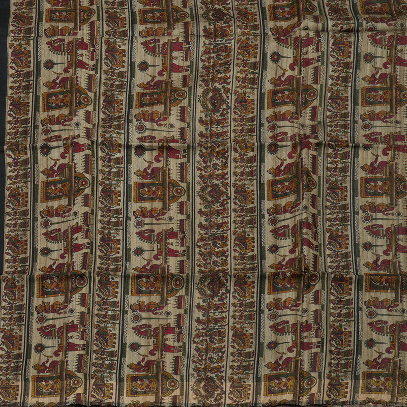 Hayagrivas Black Pure Tussar Saree KBE1383J1-4