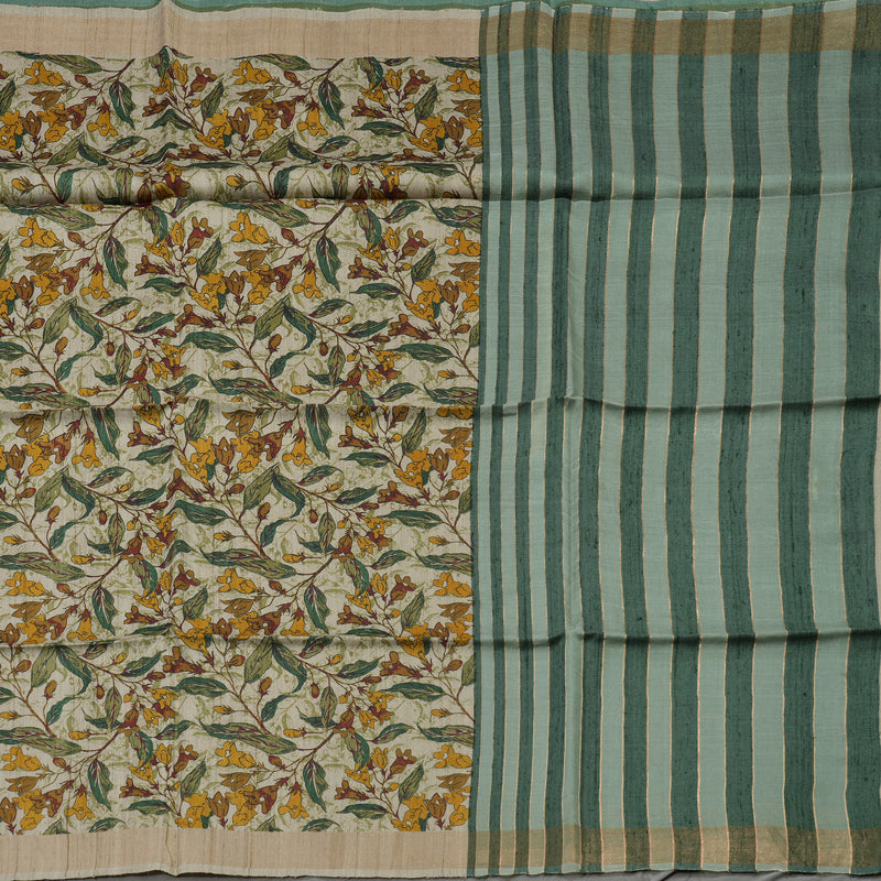 Hayagrivas Beige Pure Tussar Saree KBE1383J2-10