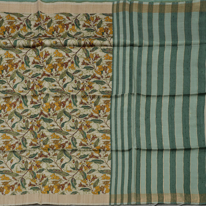 Hayagrivas Beige Pure Tussar Saree KBE1383J2-10