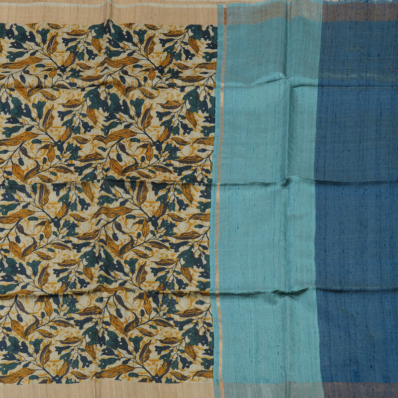 Hayagrivas Beige Pure Tussar Saree KBE1383J2-8