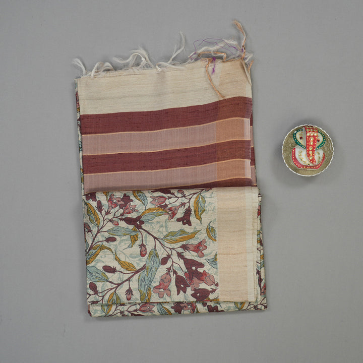 Hayagrivas Cream Pure Tussar Saree KBE1383J2-9