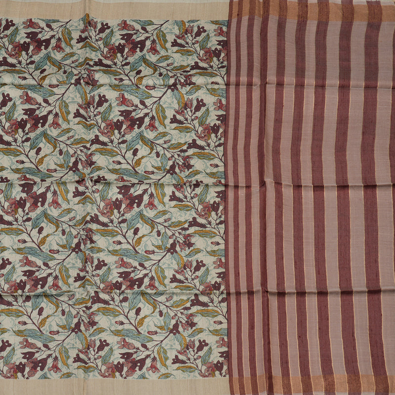 Hayagrivas Cream Pure Tussar Saree KBE1383J2-9