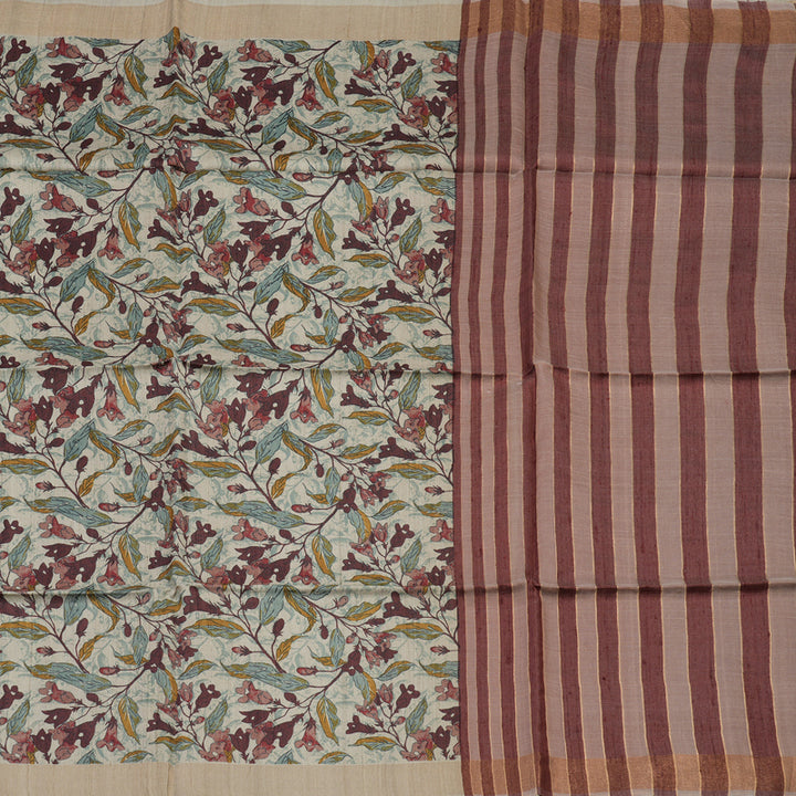 Hayagrivas Cream Pure Tussar Saree KBE1383J2-9