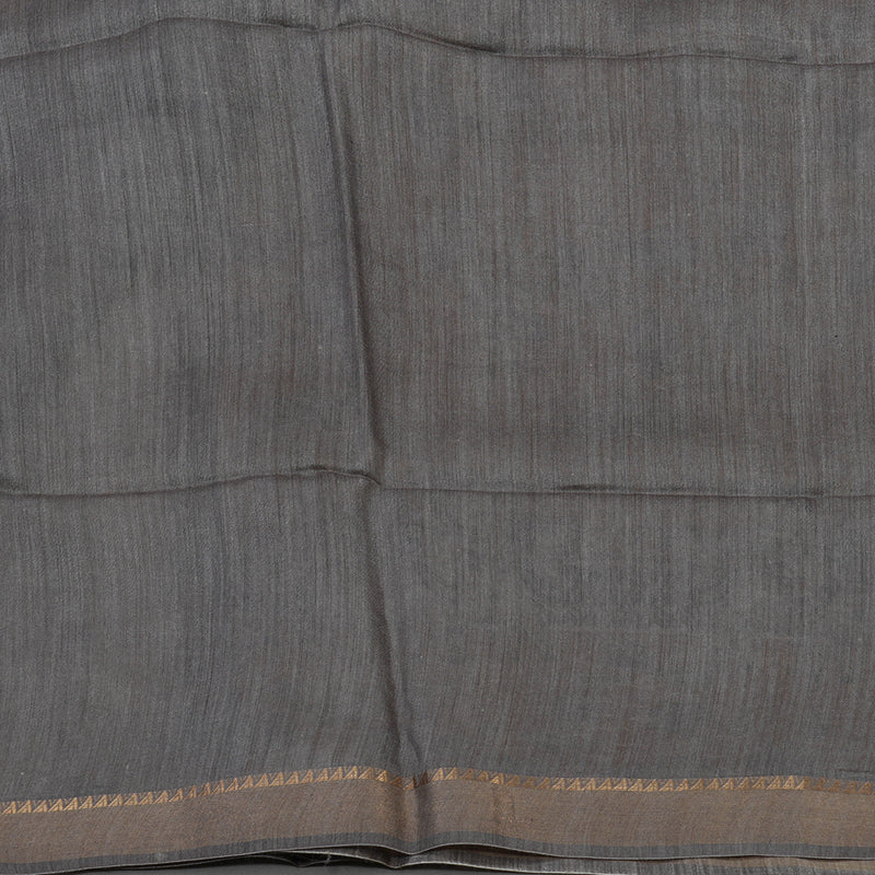 Hayagrivas Mustard Pure Tussar Saree with Grey Border KBE1383J3-12