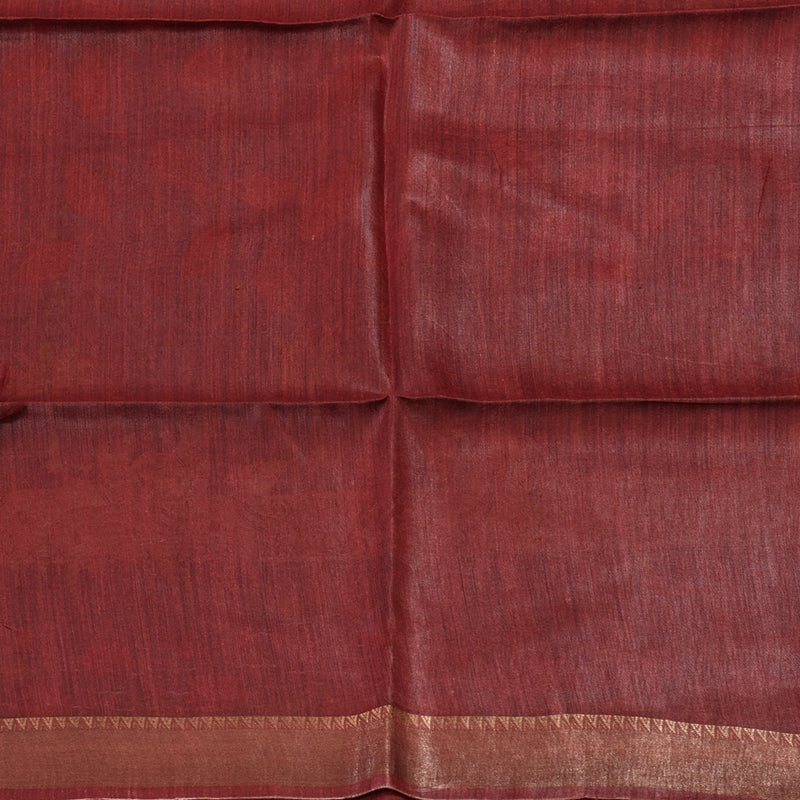 Hayagrivas Peacock Green Pure Tussar Saree with Maroon Border KBE1383J3-13