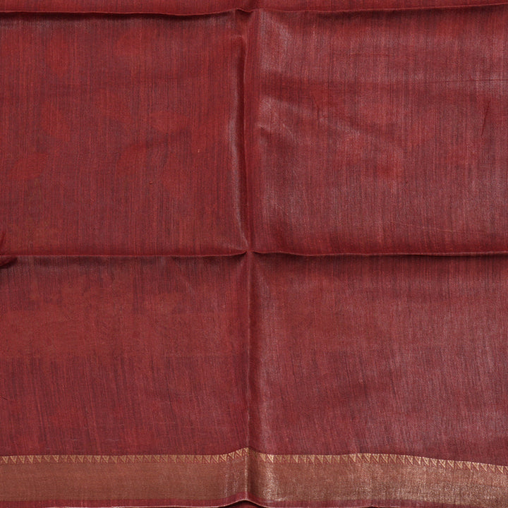 Hayagrivas Peacock Green Pure Tussar Saree with Maroon Border KBE1383J3-13