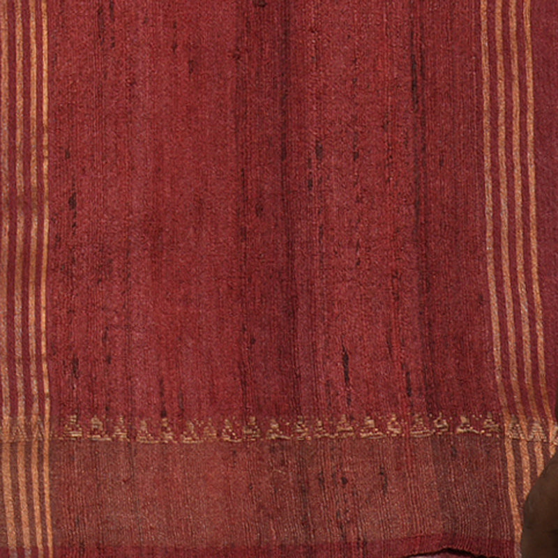 Hayagrivas Peacock Green Pure Tussar Saree with Maroon Border KBE1383J3-13