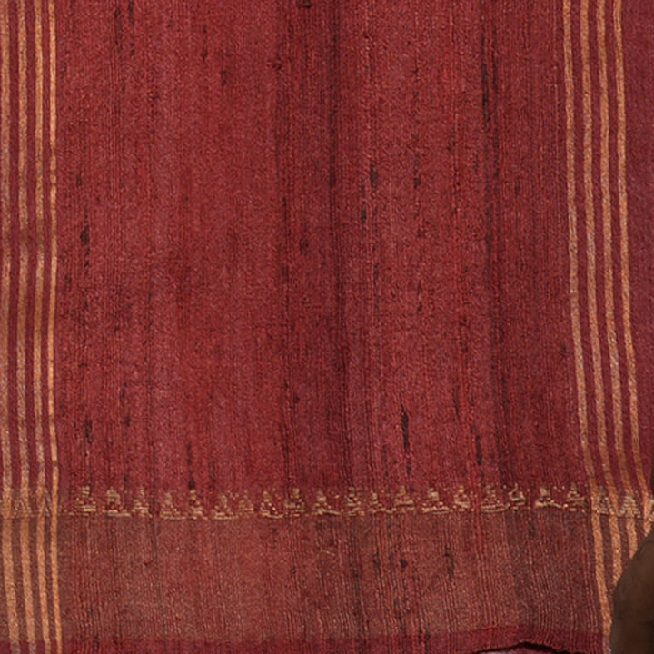 Hayagrivas Peacock Green Pure Tussar Saree with Maroon Border KBE1383J3-13