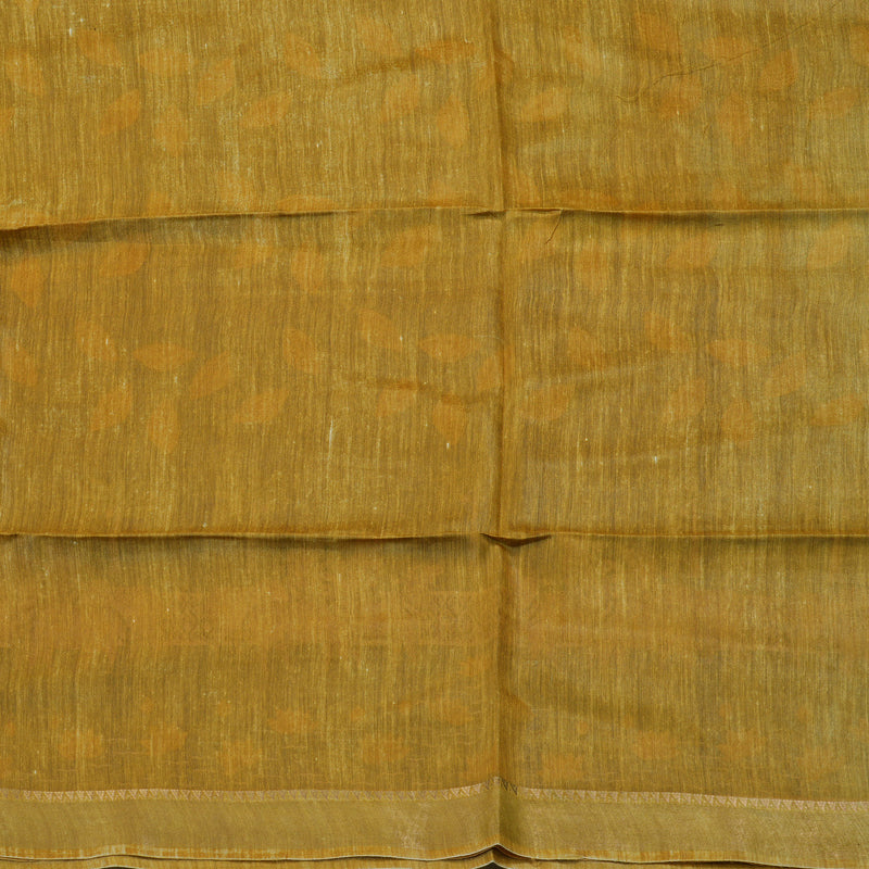 Hayagrivas Dark Grey Pure Tussar Saree with Mustard Border KBE1383J3-14