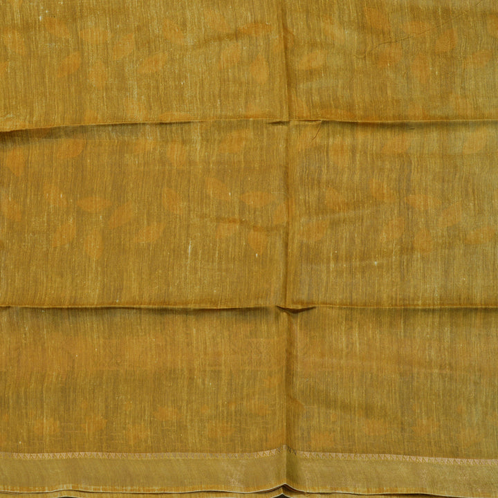 Hayagrivas Dark Grey Pure Tussar Saree with Mustard Border KBE1383J3-14