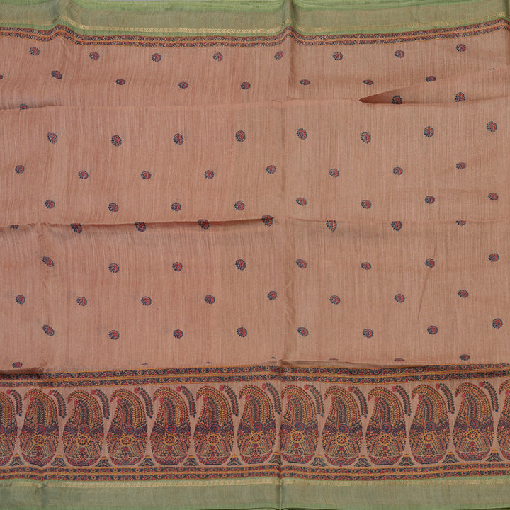 Hayagrivas Mauve Pure Tussar Saree with Mint Green Border KBE1383J3-7