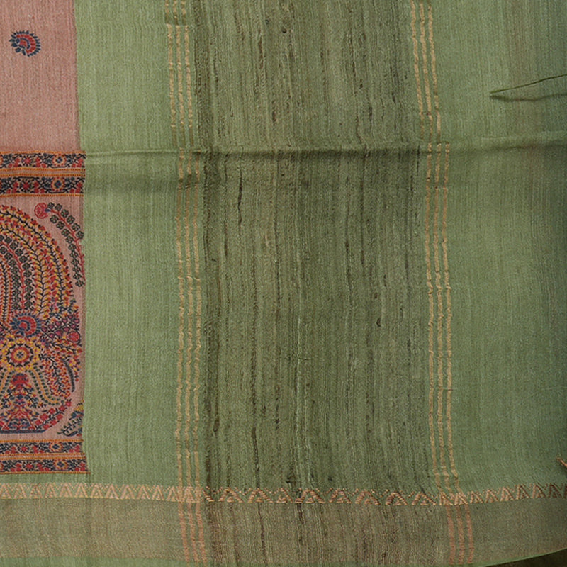 Hayagrivas Mauve Pure Tussar Saree with Mint Green Border KBE1383J3-7
