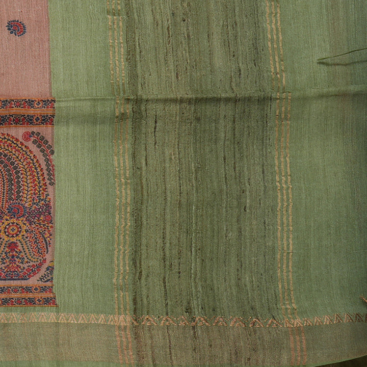 Hayagrivas Mauve Pure Tussar Saree with Mint Green Border KBE1383J3-7