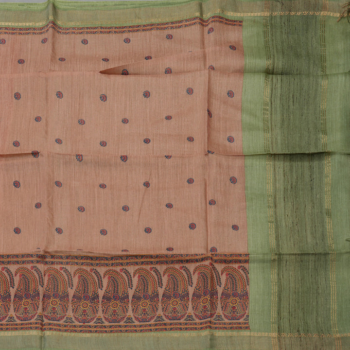 Hayagrivas Mauve Pure Tussar Saree with Mint Green Border KBE1383J3-7