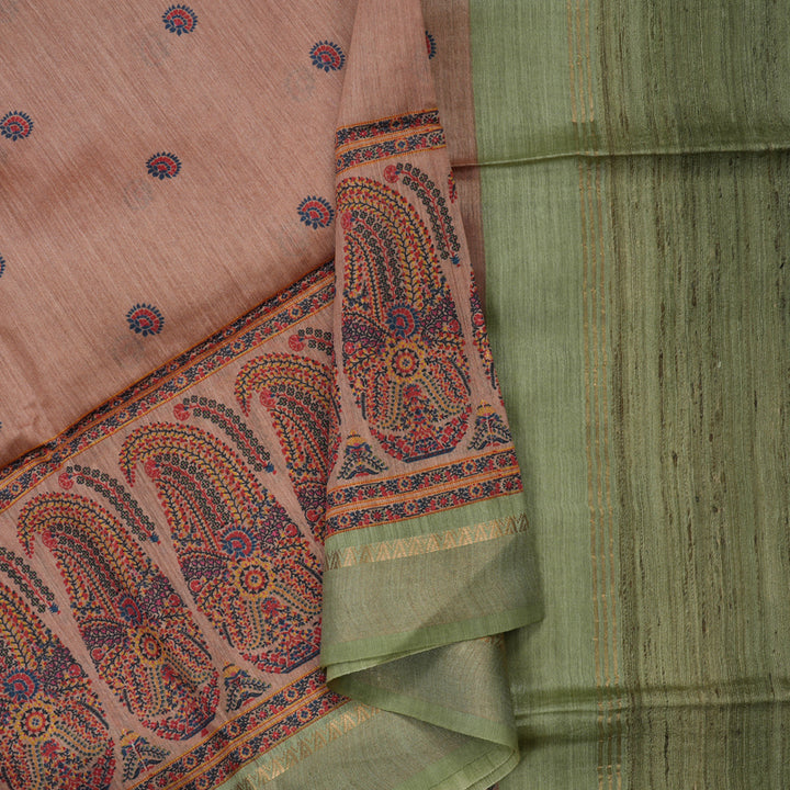 Hayagrivas Mauve Pure Tussar Saree with Mint Green Border KBE1383J3-7