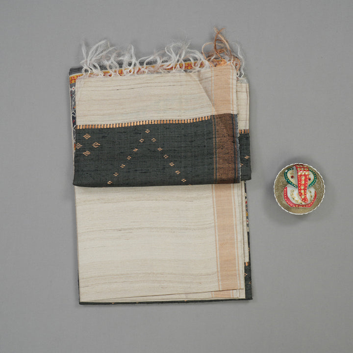 Hayagrivas Beige Pure Tussar Saree KBE1383J4-1