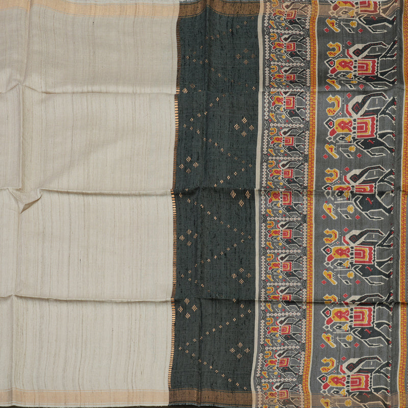 Hayagrivas Beige Pure Tussar Saree KBE1383J4-1