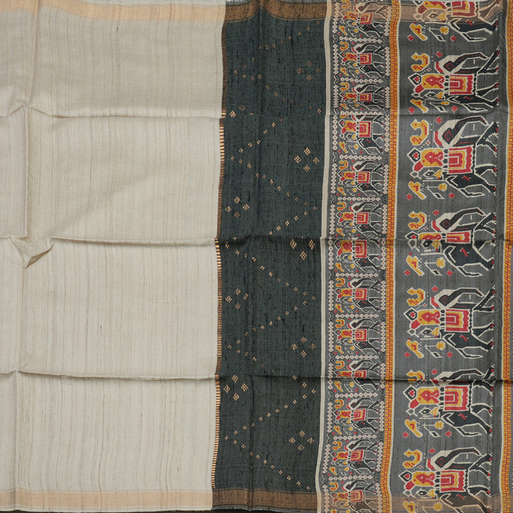 Hayagrivas Beige Pure Tussar Saree KBE1383J4-1