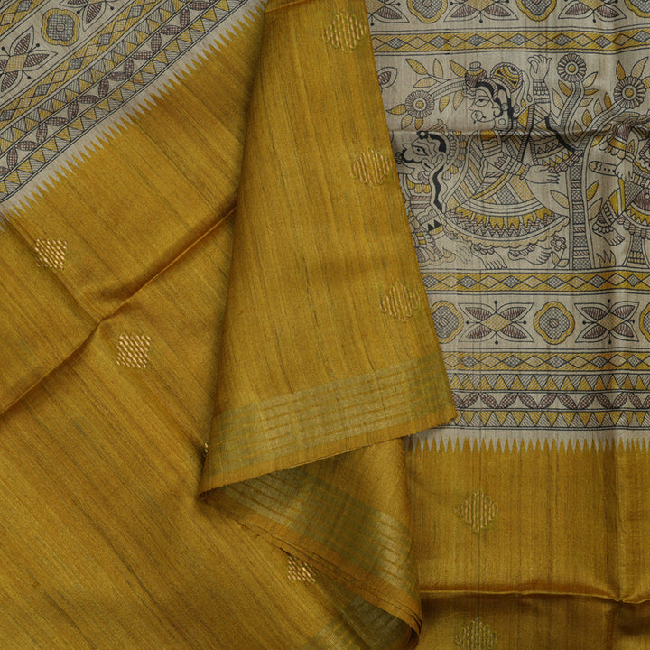 Hayagrivas Beige Pure Tussar Saree KBE1383J4-10