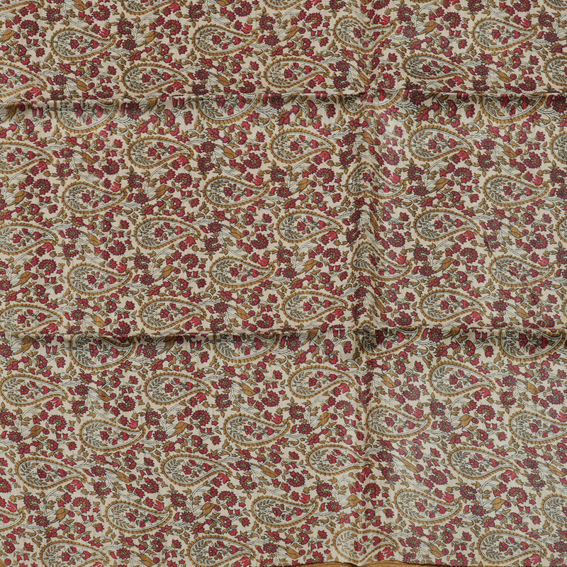 Hayagrivas Beige Pure Tussar Saree with Khaki Brown Border KBE1383J4-13