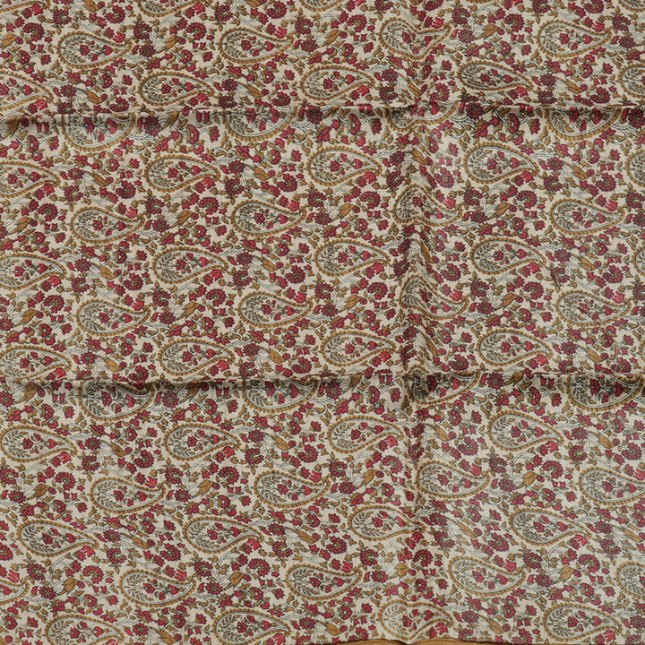 Hayagrivas Beige Pure Tussar Saree with Khaki Brown Border KBE1383J4-13