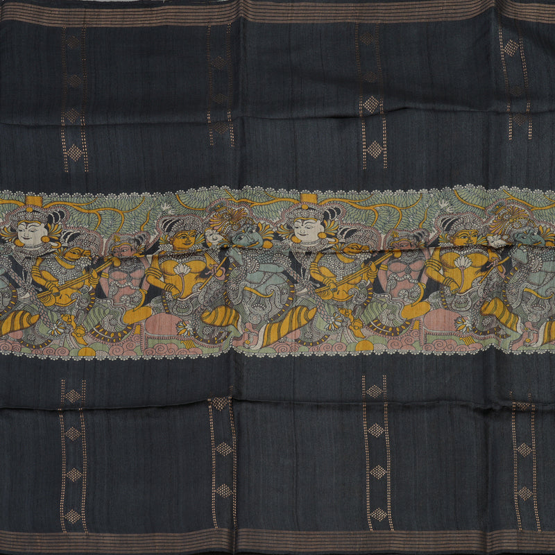 Hayagrivas Beige Pure Tussar Saree with Black Border KBE1383J4-5