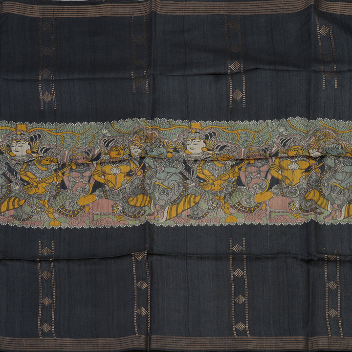 Hayagrivas Beige Pure Tussar Saree with Black Border KBE1383J4-5