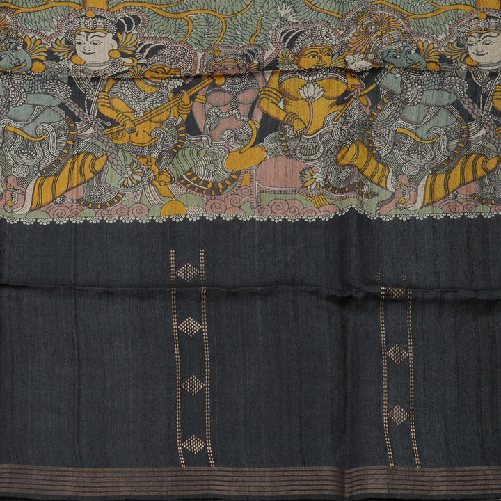 Hayagrivas Beige Pure Tussar Saree with Black Border KBE1383J4-5