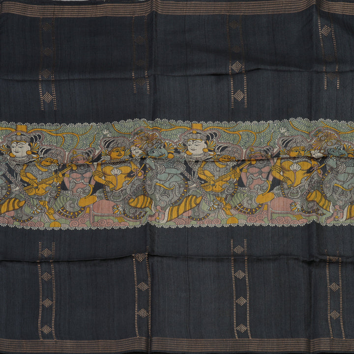 Hayagrivas Beige Pure Tussar Saree with Black Border KBE1383J4-5