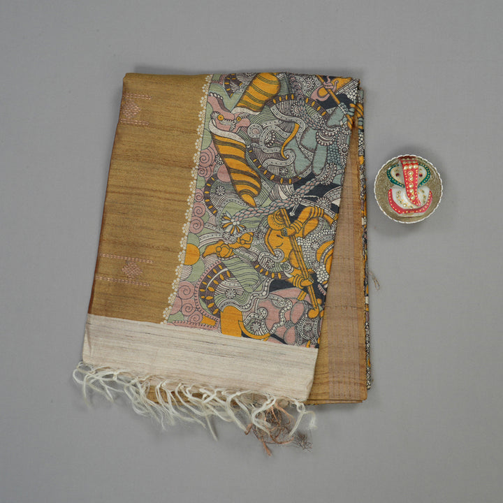 Hayagrivas Mustard Pure Tussar Saree with Mustard Border KBE1383J4-6