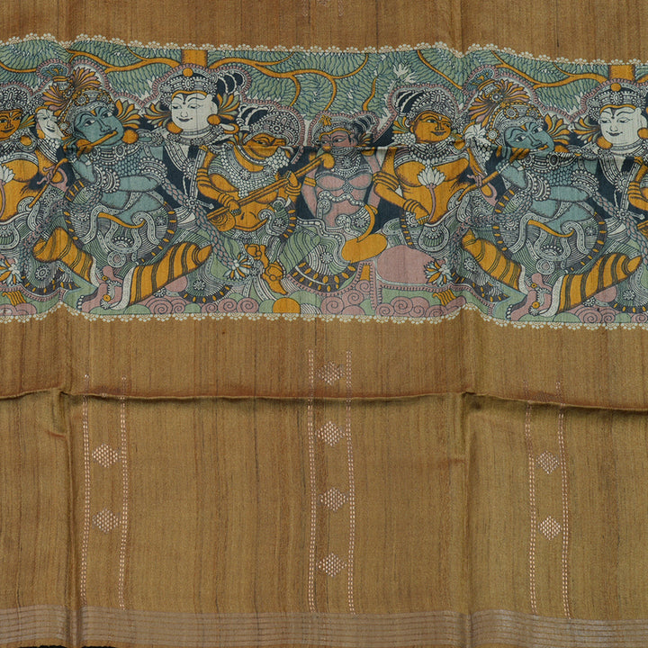 Hayagrivas Mustard Pure Tussar Saree with Mustard Border KBE1383J4-6