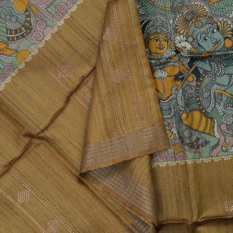 Hayagrivas Mustard Pure Tussar Saree with Mustard Border KBE1383J4-6