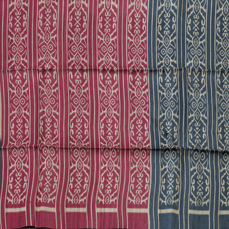 Hayagrivas Beige Pure Tussar Saree with Blue & Wine Border KBE1383J5-20