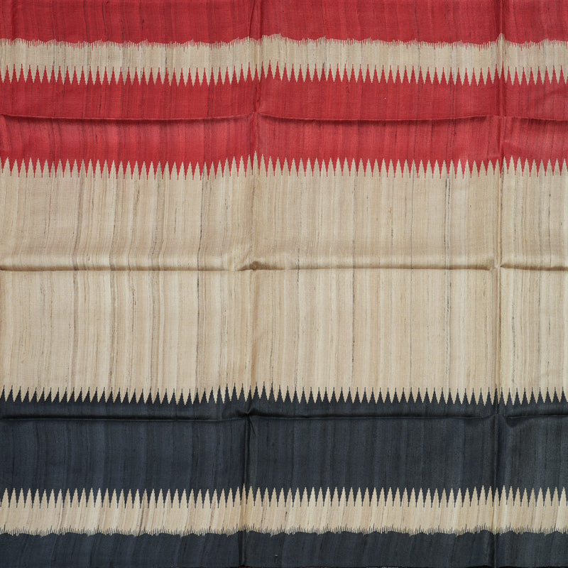 Hayagrivas Beige Pure Tussar Saree with Red & Black Border KBE1383J5-21