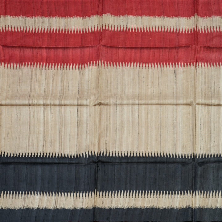 Hayagrivas Beige Pure Tussar Saree with Red & Black Border KBE1383J5-21