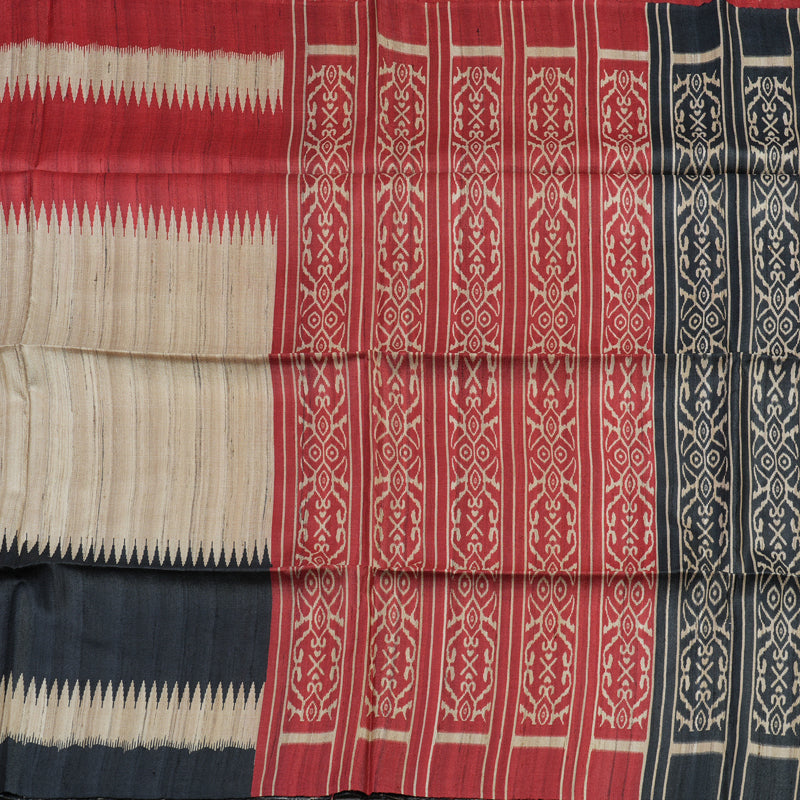 Hayagrivas Beige Pure Tussar Saree with Red & Black Border KBE1383J5-21