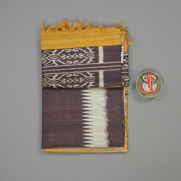 Hayagrivas Beige Pure Tussar Saree with Yellow & Paaku border KBE1383J5-22