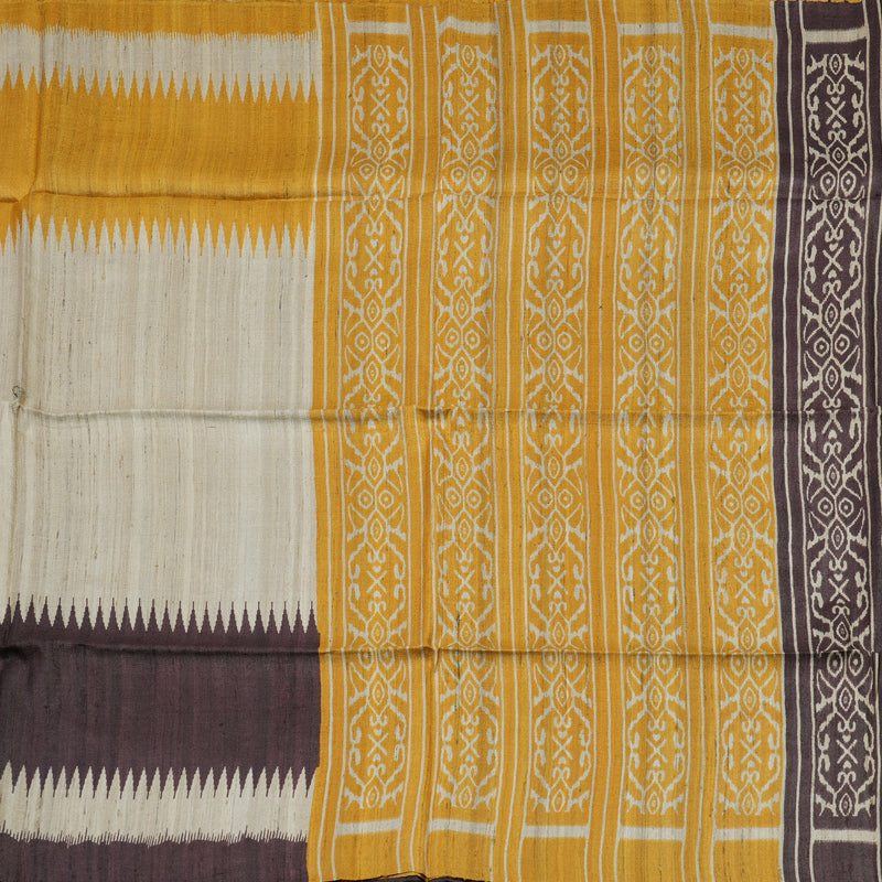 Hayagrivas Beige Pure Tussar Saree with Yellow & Paaku border KBE1383J5-22