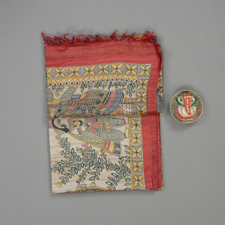 Hayagrivas Reddish-Pink Pure Tussar Silk Saree KBE1383J5-4