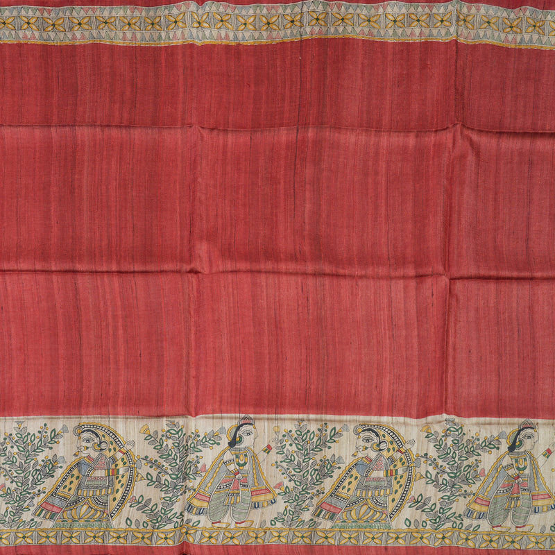 Hayagrivas Reddish-Pink Pure Tussar Silk Saree KBE1383J5-4