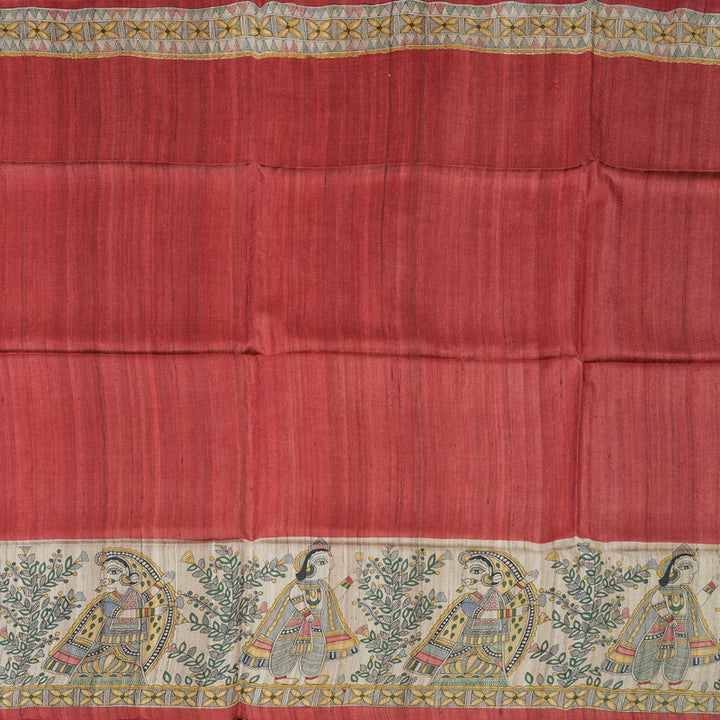 Hayagrivas Reddish-Pink Pure Tussar Silk Saree KBE1383J5-4