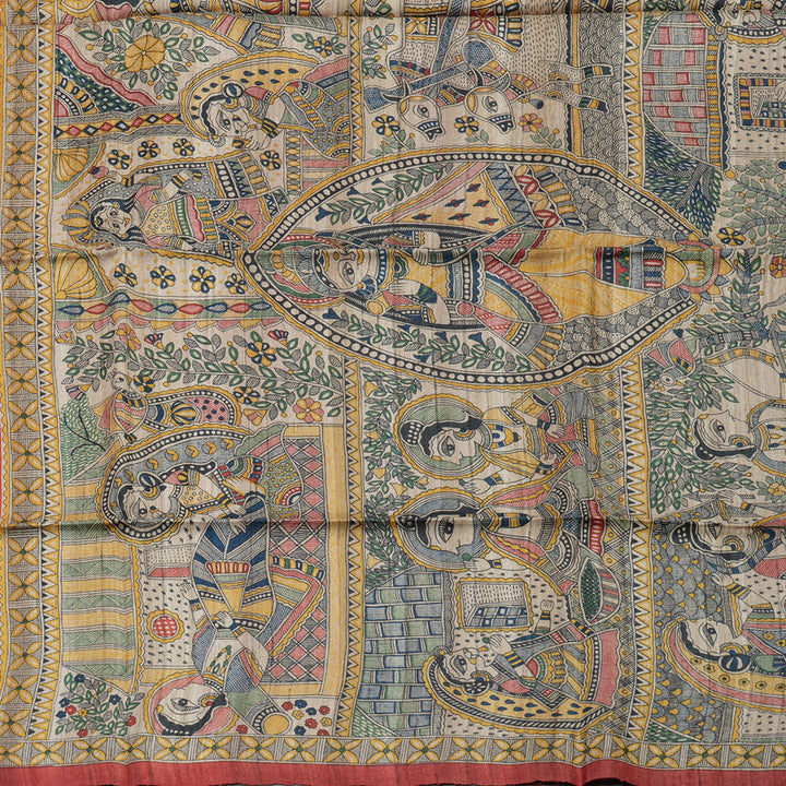 Hayagrivas Reddish-Pink Pure Tussar Silk Saree KBE1383J5-4