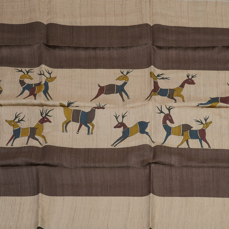 Hayagrivas Brown Pure Tussar Saree with Beige Border KBE1383J6-21