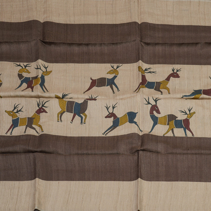 Hayagrivas Brown Pure Tussar Saree with Beige Border KBE1383J6-21